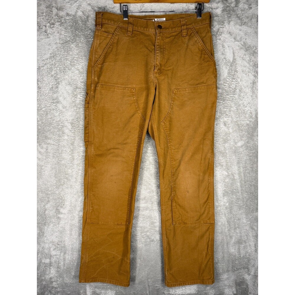 Carhartt Double Knee Pants Mens 34x32 (33x30) Rugged Flex Duck Utility Work Tan